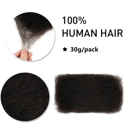 Afro Kinky Bulk Hair 100% Human Hair For Dreadlocks Twist Braid Hair Extension Natrual Black Color 30g 1pc 8-12 Inches