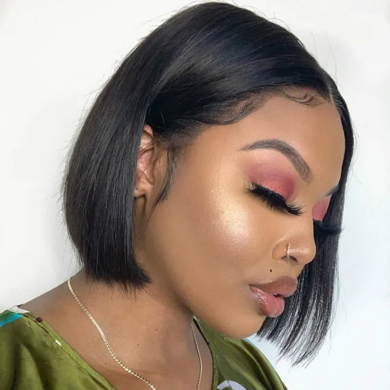 Best-selling synthetic fiber wig female side part bobo short straight hair fashion black high temperature silk full head cover