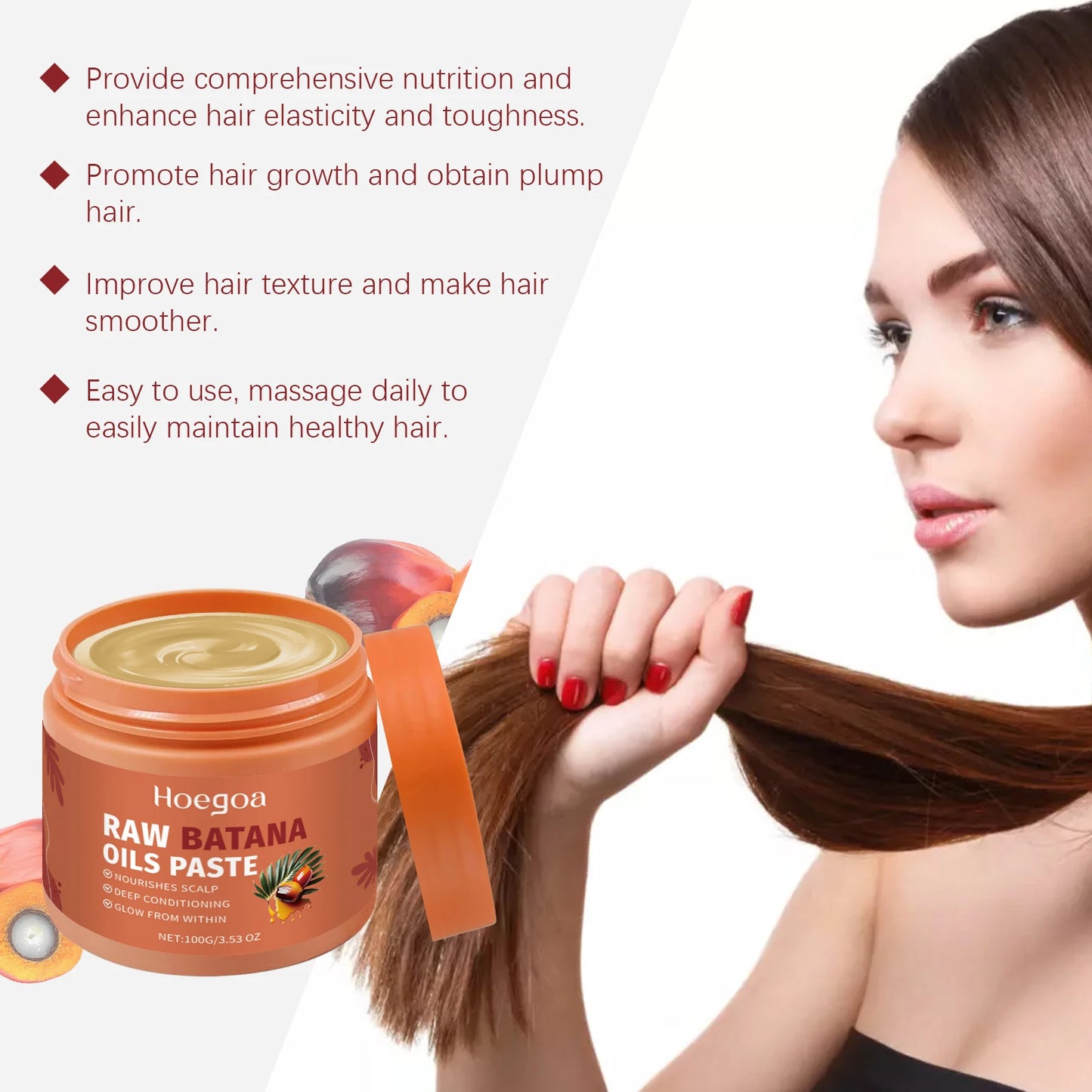 Damaged Repairing Hair Mask Organic Batana Oil Dry Hair End Repair Anti-Loss Smoothing Treatment Conditioner Hair Care