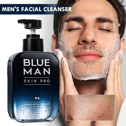 Blue Man Skin Pro Amino Acid Facial Cleanser Oil Control Blackhead Removal Pores Shrink Deep Cleansing Skin Care Men's Cleanser
