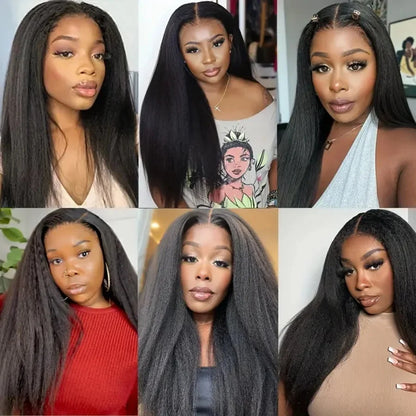 34 Inch 13X4 Transparent Yaki Kinky Straight Lace Front Human Hair Wigs For Women Curly 4X4 Closure Wig Pre Plucked Wig On Sale