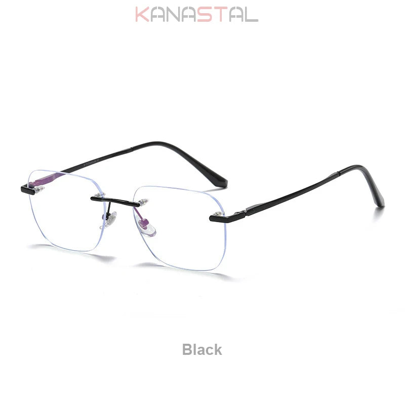 Men Titanium Rimless Eyeglasses Frame Blue Light Blocking Lenses Women Anti Fatigue Glasses Prescription Myopia Reading Eyewear