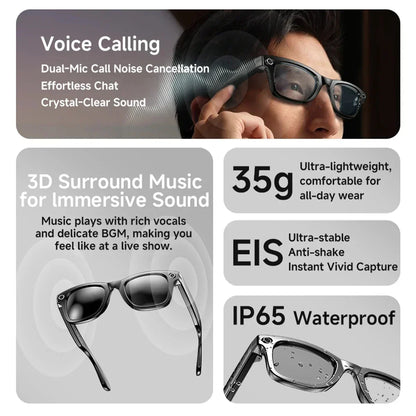 KPEP 4K AI Smart Glasses with Camera Bluetooth Headphones Music Player Voice Assistant AI Translation for Men Women