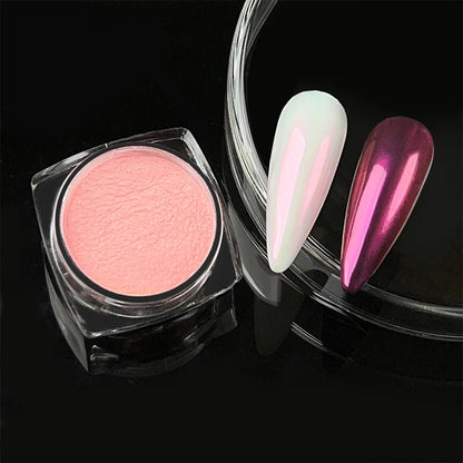 1 Box Aurora White Chrome Nail Powder Sparkling Mirror Pearl Pigments Nail Glitter White Rubbing Dust Nail Art Manicure Decorate
