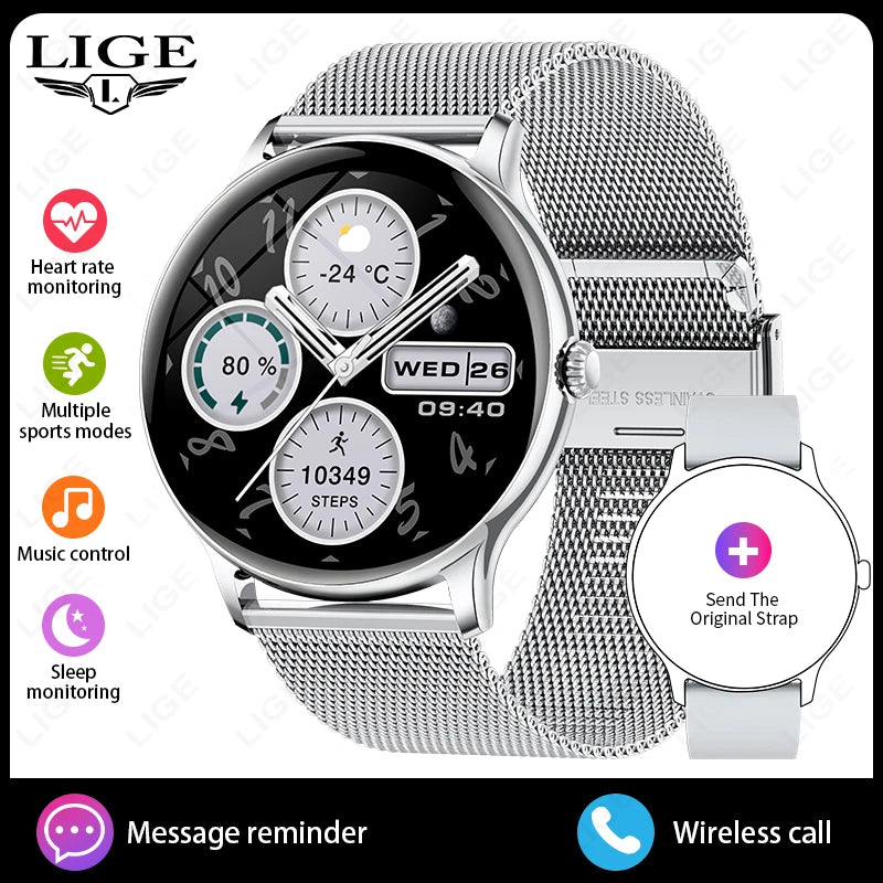 LIGE 2025 Bluetooth Call Full Touch HD Thin Screen Smart Watch Women IP68 Waterproof Watch Sport Fitness Tracker Smartwatch Men