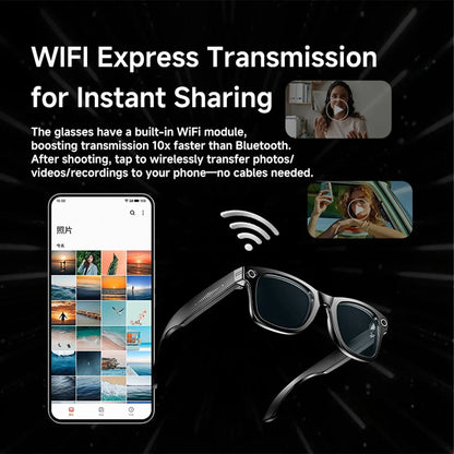 KPEP 8-Megapixel Smart Glasses with Camera Bluetooth Headphones Music Control Voice Assistant AI Translation for Men Women