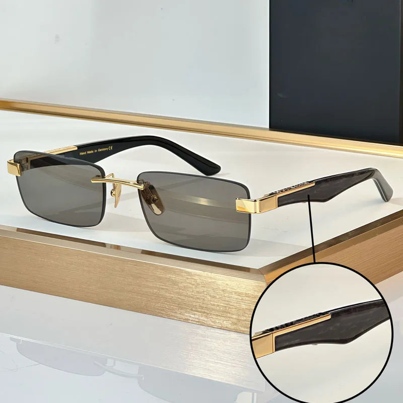 THE ARTIST III Designer Rimless Sunglasses Rectangle Men Alloy Acetate Germany Brand Trendy Classical High Quality Women UV400