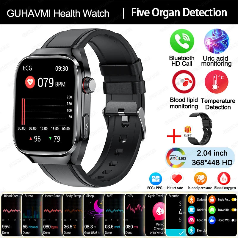 New Micro Physical Examination Five Organ Health Smartwatch Blood Pressure Uric Acid Body Fat Watches Bluetooth Call Smart Watch
