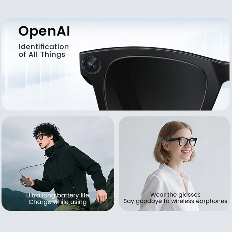 Al Smart Glasses 800W HD Camera Anti Shake 1080P HD Video Recording Translation Touch Al Voice Wireless Call Smart Glasses