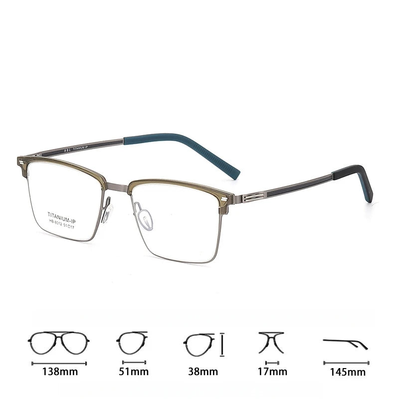 TFTB Luxury Pure Titanium Men's Glasses Square Screwless Design Stylish Ultra-light Optical Prescription Eyeglasses Frame 8012