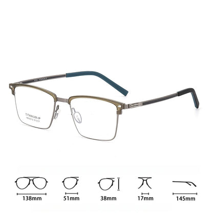 TFTB Luxury Pure Titanium Men's Glasses Square Screwless Design Stylish Ultra-light Optical Prescription Eyeglasses Frame 8012