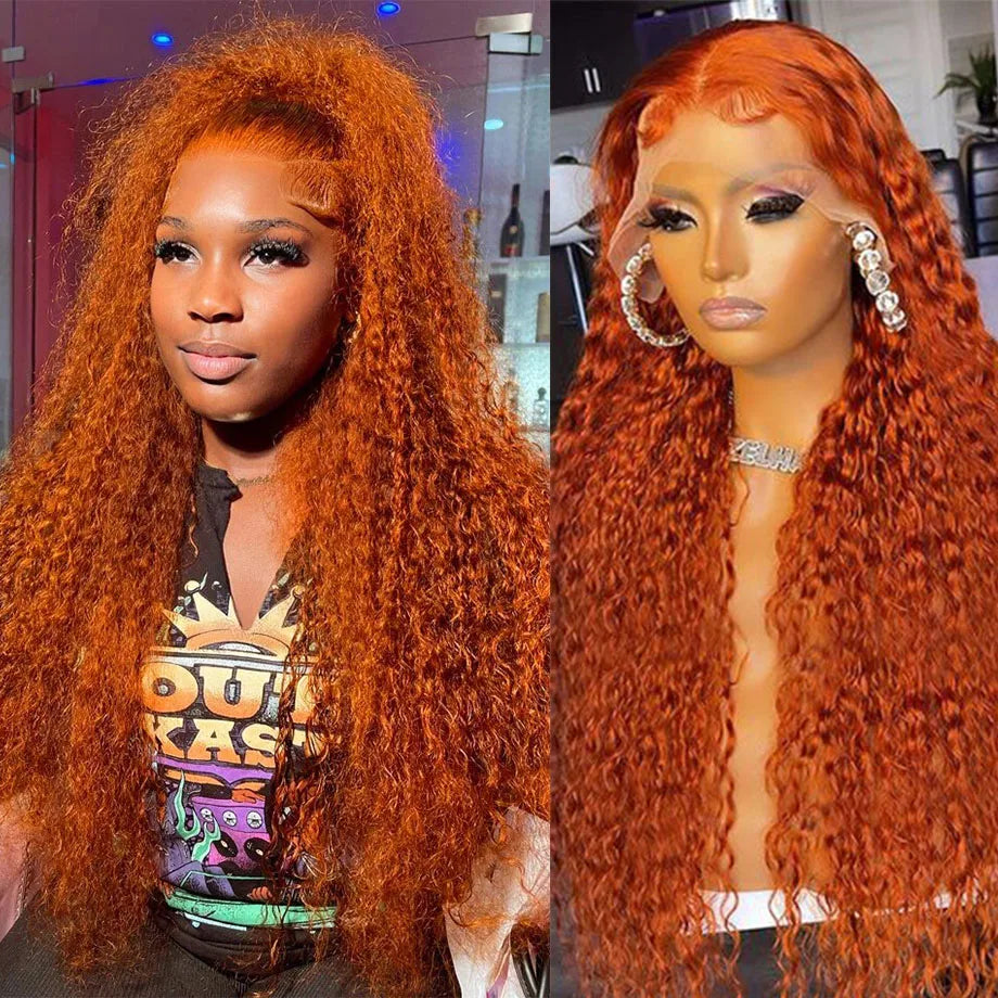 Orange Ginger Lace Front Wig Human Hair 30 40 44 Inch Deep Wave Pre Plucked Curly Wigs 13x4 13x6 Hd Lace Frontal Wig For Women