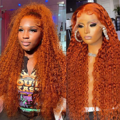 Orange Ginger Lace Front Wig Human Hair 30 40 44 Inch Deep Wave Pre Plucked Curly Wigs 13x4 13x6 Hd Lace Frontal Wig For Women