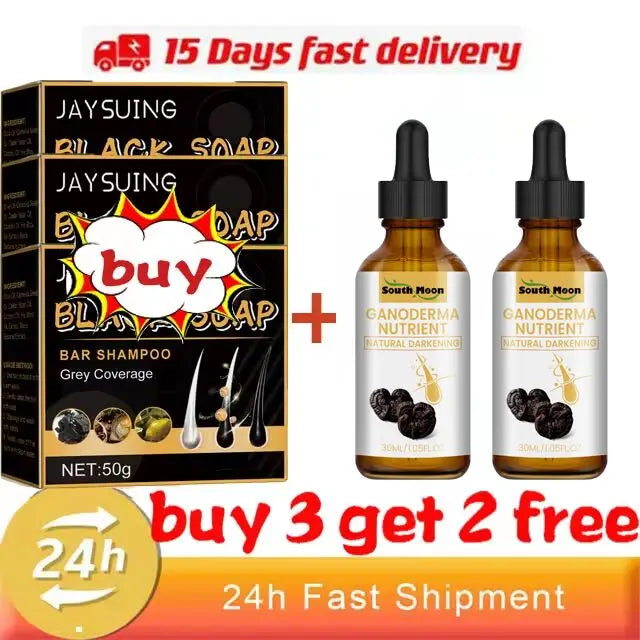 Magic White Hair to Black Shampoo Dye Soap Natural Color Soap Restore Gray Beard Cover Gray Hair Dye Hair Fixing Shampoo Bar