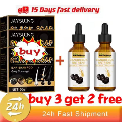 Magic White Hair to Black Shampoo Dye Soap Natural Color Soap Restore Gray Beard Cover Gray Hair Dye Hair Fixing Shampoo Bar