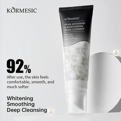 120ml KORMESIC Pearl Whitening Facial Cleanser Anti Wrinkle Exfoliating Moisturizing Cleansing Face Wash Cream Foam Skin Care