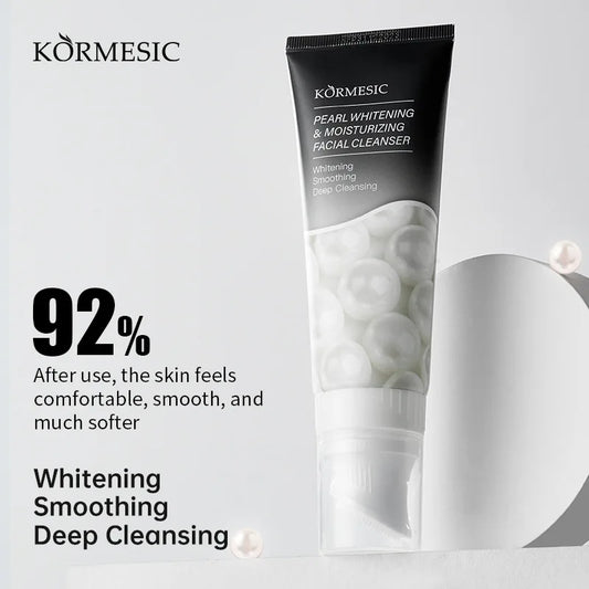 120ml KORMESIC Pearl Whitening Facial Cleanser Anti Wrinkle Exfoliating Moisturizing Cleansing Face Wash Cream Foam Skin Care