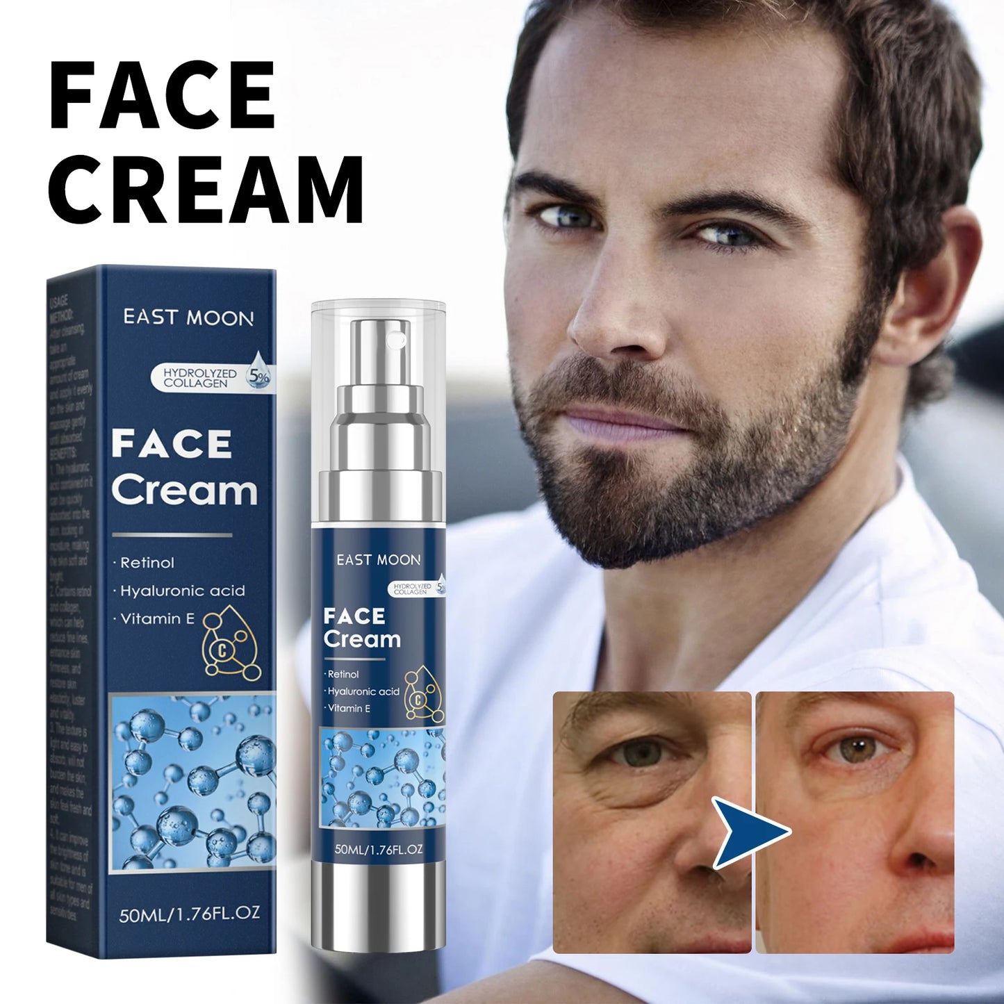 Retinol Face Cream for Men Firming Lifting Brightening Fade Fine Lines Anti Puffiness Moisturizing Nourishing Facial Skin Care