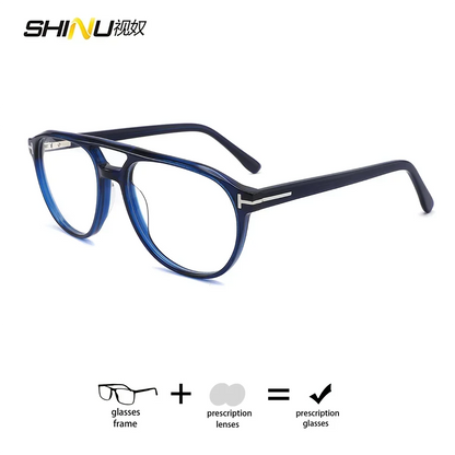 Progressive Eyeglasses Retro Frame Prescription Glasses Multifocal Presbyopia Glasses Unisex Photochromic Lenses with Recipe