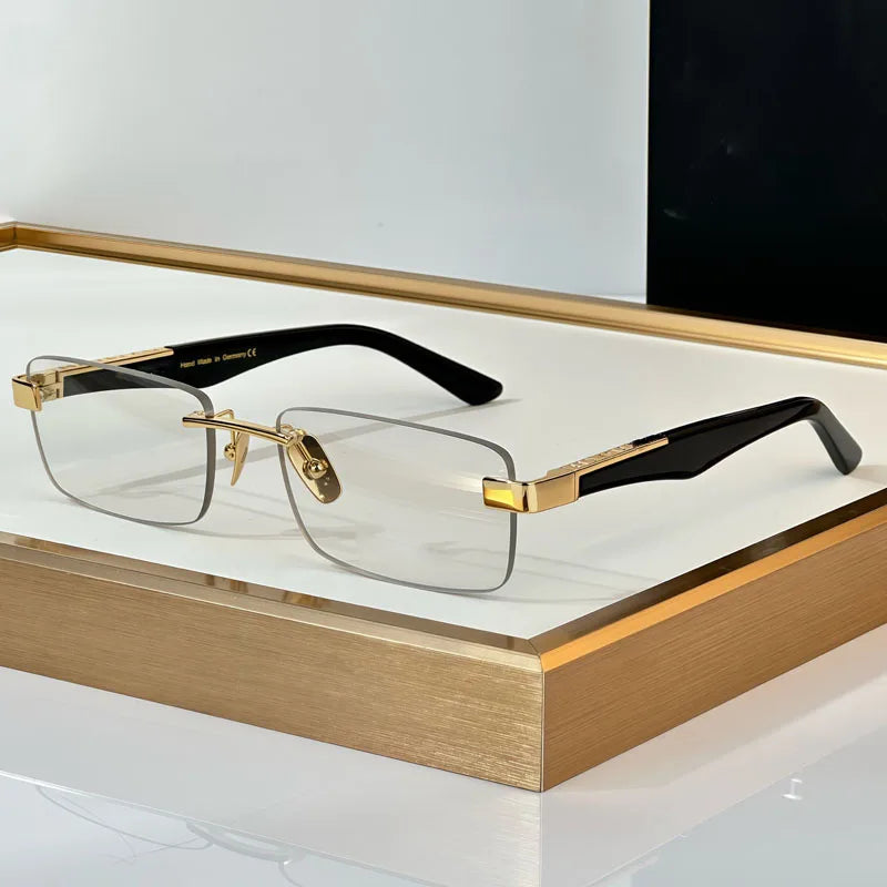 THE ARTIST III Designer Rimless Sunglasses Rectangle Men Alloy Acetate Germany Brand Trendy Classical High Quality Women UV400