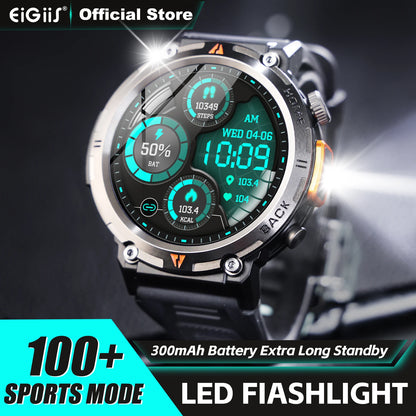 EIGIIS KE3 Smart Watch 3ATM Waterproof Original Design For Men Bluetooth Call Health Monitor With Flashlight 100+ Sports Modes