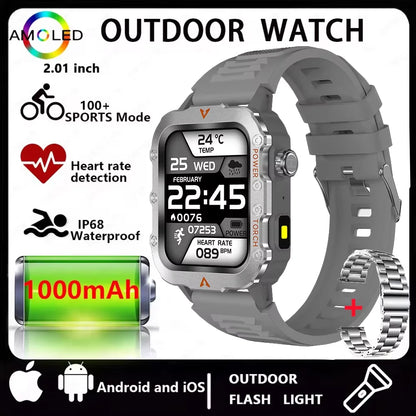 Three Defense Military Men's Smart Watch lP68 Waterproof Outdoor Sports Large Screen Bluetooth Call Smartwatch For Android IOS