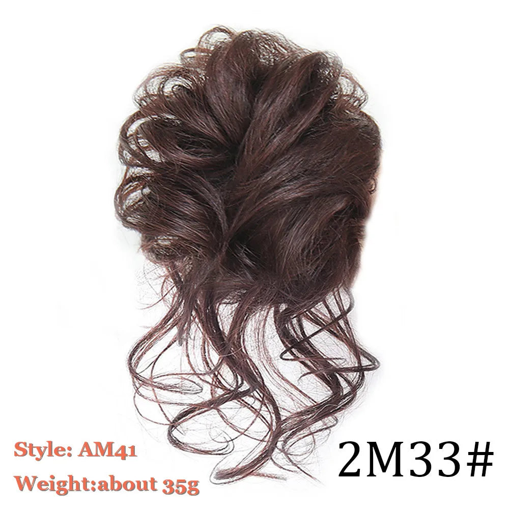 Synthetic Hair Bun Messy Scrunchies Hairpiece Elastic Chignon With Elastic For Women Donut Bun Ponytails Blonde Black Brown