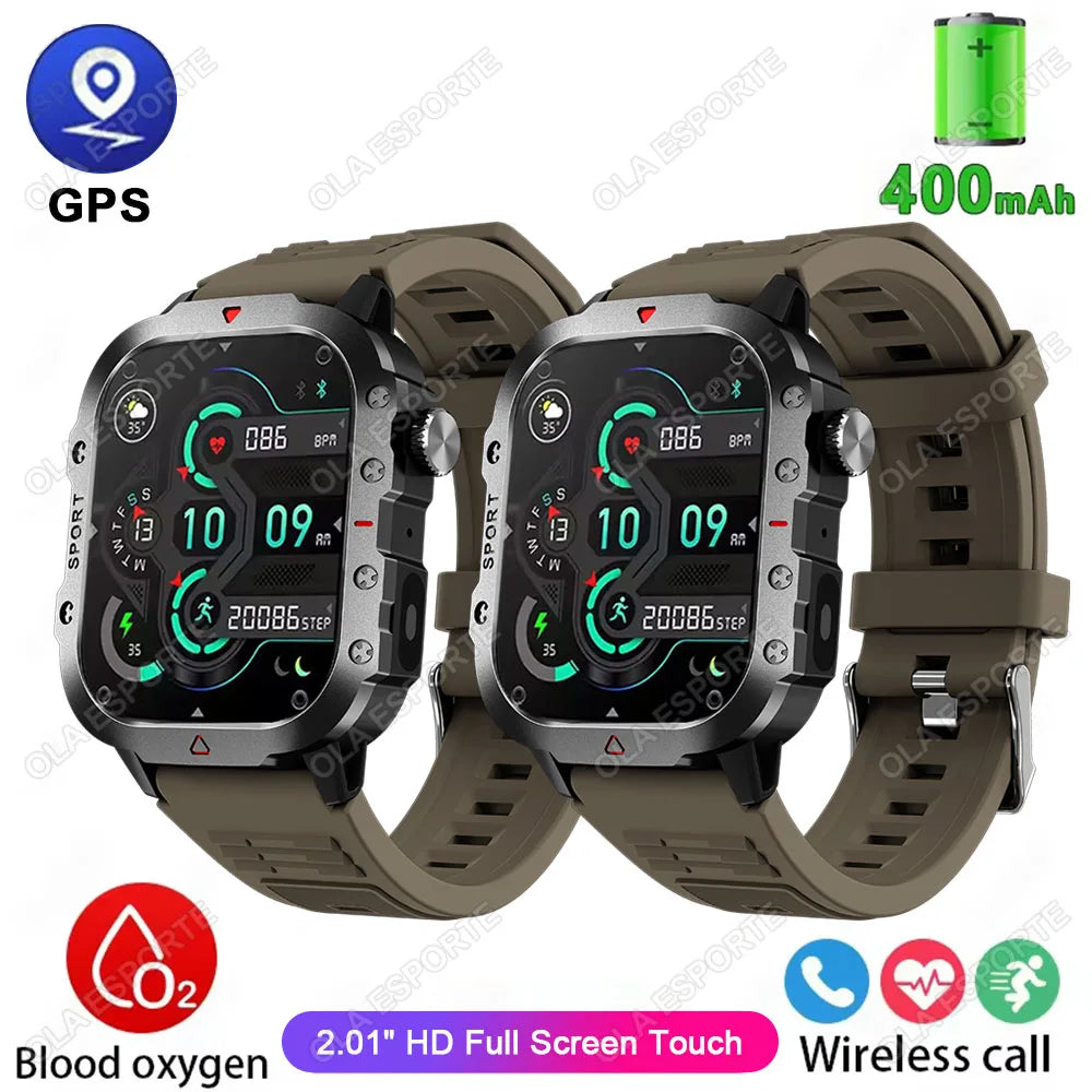 New Military GPS Smart Watch Men Flashlight Waterproof Outdoor Sport Tracker Bluetooth Call Smartwatch Man Women For Android IOS