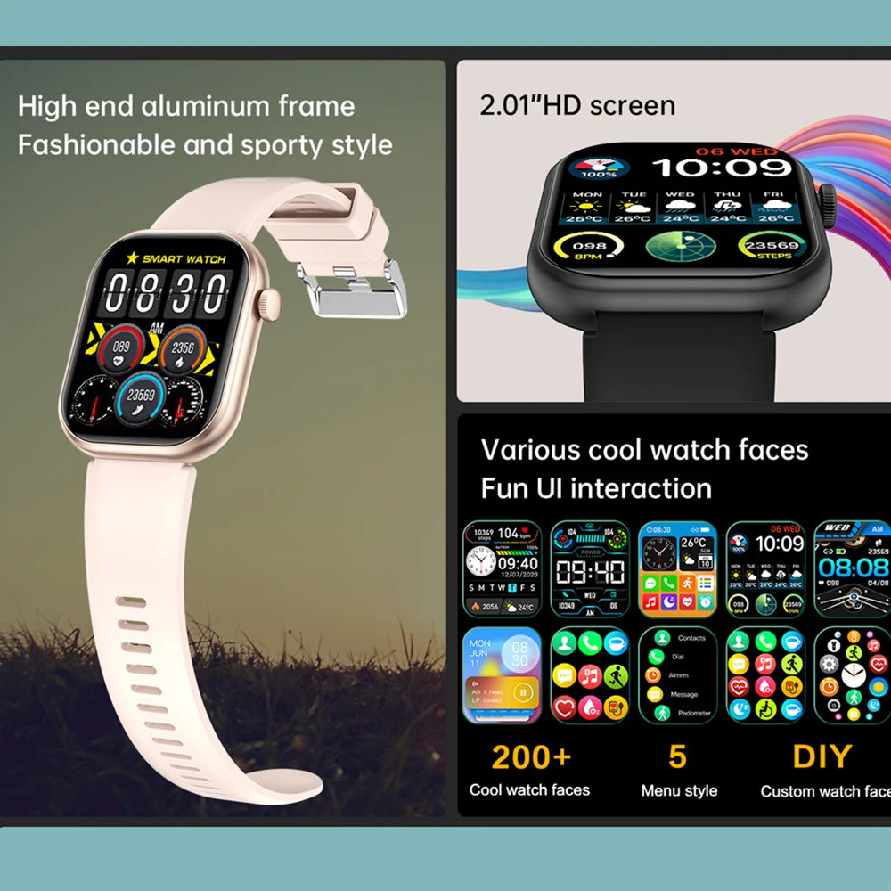 2025 Smart Watch For Women Full Touch Screen Bluetooth Call Waterproof Watches Sport Fitness Tracker Smartwatch Lady Reloj Mujer