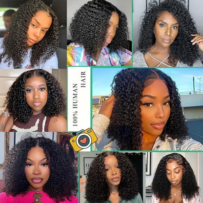 Mongolian Kinky Curly Wig Human Hair 13x4 Curly Lace Front Human Hair Wigs Glueless Deep Curly Lace Closure Wig For Women 180%
