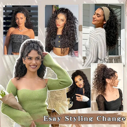 8-26 Inch Drawstring Ponytail Kinky Curly Human Hair Brazilian Ponytail Remy Brazilian Hair Extensions Clip In Natural Black