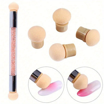 Double-ended Gradient Shading Pen Dotting Brush Sponge Head Rhinestone Handle Nail Art Brush Nail Art Painting Manicure Tools