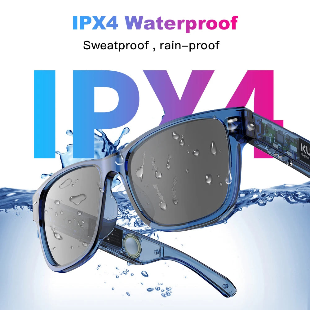 KUMI Meta V1 Smart Glasses IPX4 Waterproof Bluetooth glasses Bluetooth Call 5.0 listen to the music last for about 8 hours Blue