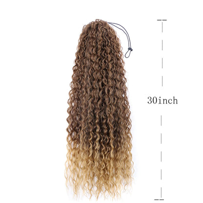 Curly Ponytail Extensions Clip in Synthetic Drawstring Ponytail Wig Long 32Inch Water Wave Afro Pony Tail Women Hairpiece False