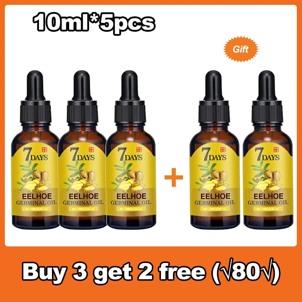 5pcs Ginger Hair Growth Serum Anti Hair Loss Fast Growing Hair Care Essential Oil Repair Damaged Scalp Treatment For Women Men