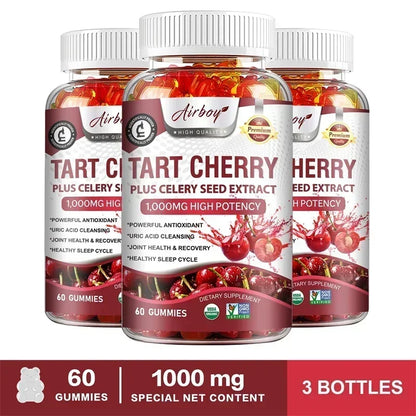 Tart Cherry Gummies - Contains Celery Seeds, Uric Acid Cleansing Flush, Relieves Joint Pain, and Improves Sleep Quality
