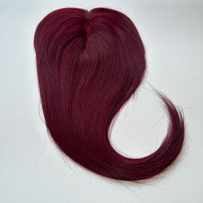 Hair Topper With Bangs Women 100% Human Hair Wigs Clip In Hairpieces Blonde Natural Straight Hair Topper Silk Base 35cm