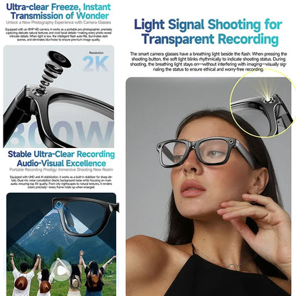HD 800W Camera Smart Glasses AI Photo Recognition Answer Translation WIFI Image Transmission Color-Changing Lens Smart Glasses