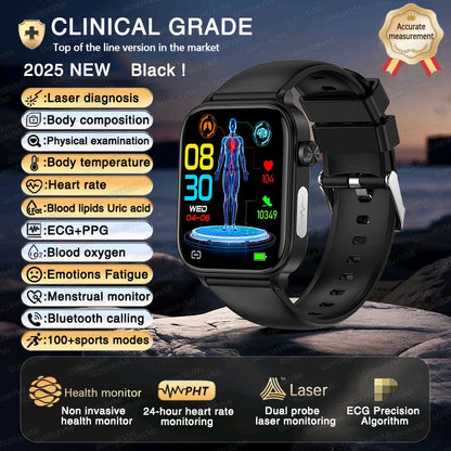2025 New ECG+PPG+HRV Smart Watch Men Blood Lipid Uric Acid Health Monitor Bluetooth Call Sleep Physical Health Smartwatch Women