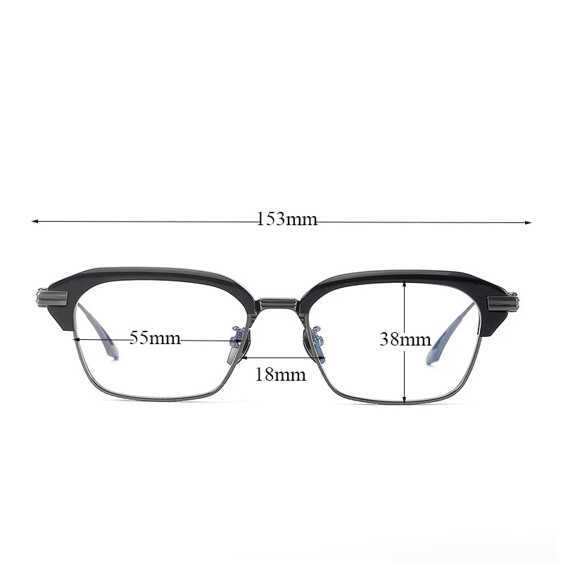 Vintage Craft Metal Black Square Eyeglasses Frame for Men 2025 Trendy Classical Top Quality Titanium Optical Glasses for Male