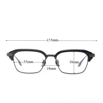 Vintage Craft Metal Black Square Eyeglasses Frame for Men 2025 Trendy Classical Top Quality Titanium Optical Glasses for Male