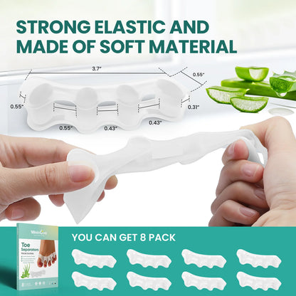 2/4/6/8Pcs Aloe Vera Infused Toe Straighteners Bunion Hammertoe Silicon Four Hole Toe Separator Bunion Hallux Valgus Correction