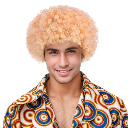 12 inch short roll explosive head hip-hop disco retro men's synthetic wig suitable for holiday parties, Halloween ball costumes