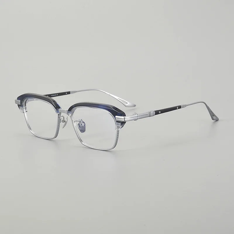 Vintage Craft Metal Black Square Eyeglasses Frame for Men 2025 Trendy Classical Top Quality Titanium Optical Glasses for Male