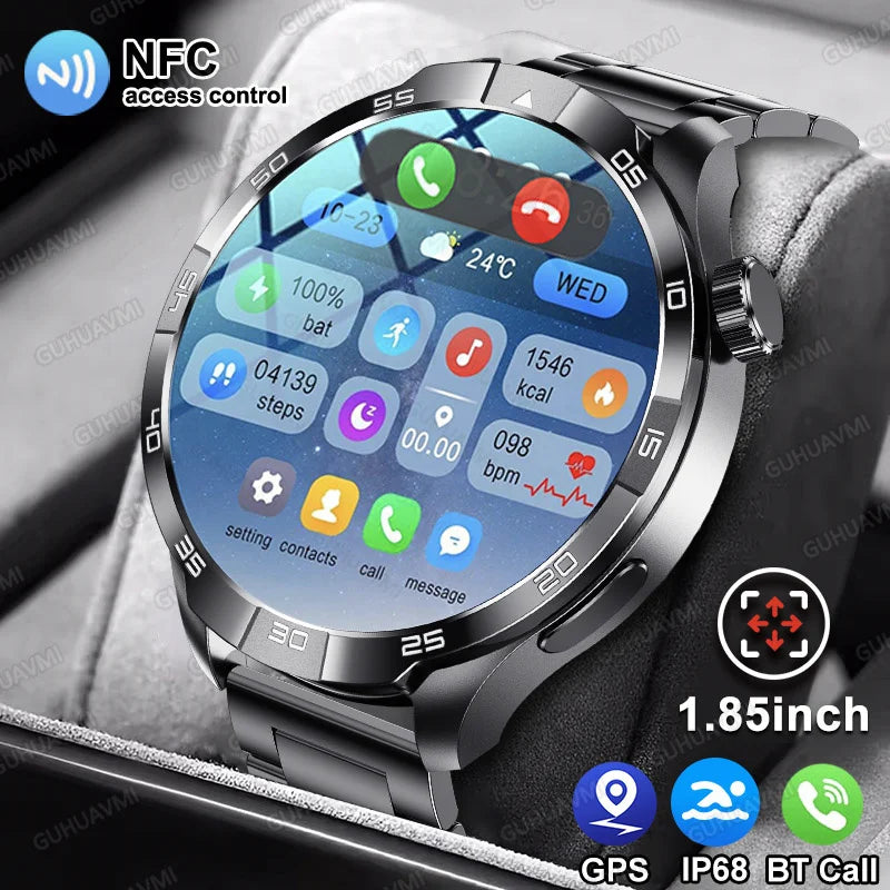 New NFC Bluetooth Call Smart Watch Men GPS Sports Fitness Watches 1.85" Heart Monitor IP68 Waterproof Smartwatch For Android IOS