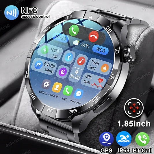 New NFC Bluetooth Call Smart Watch Men GPS Sports Fitness Watches 1.85" Heart Monitor IP68 Waterproof Smartwatch For Android IOS