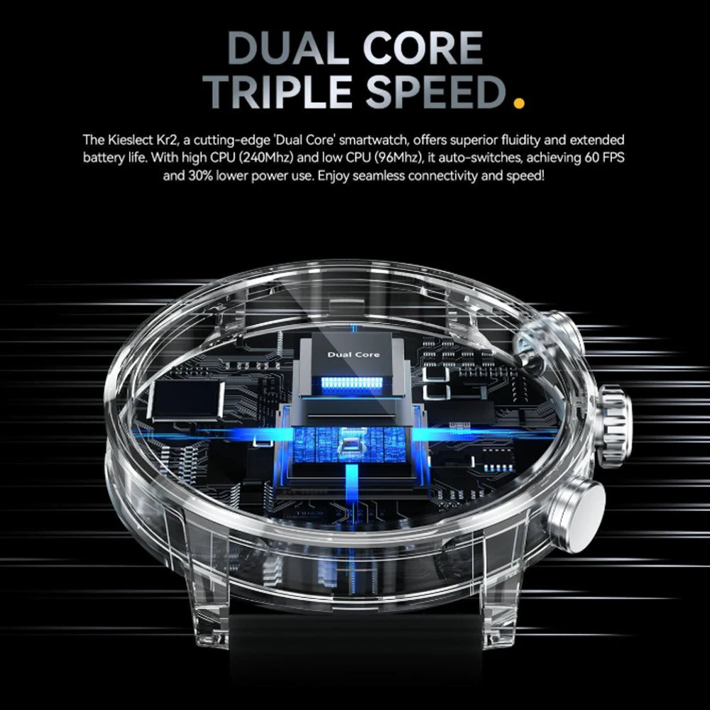 Kieslect Kr2 Smart Calling Watch 1.43" FHD AMOLED Display with AOD for Android iOS Remote Camera Control Fitness Tracker