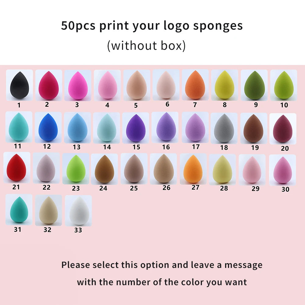 Custom Your Logo Cosmetics Beauty Sponge Latex Free and Vegan Makeup Black Sponge Set  Powder Cream Liquid Application with Box