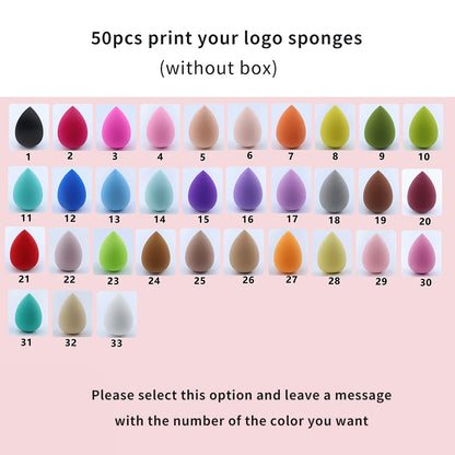 Custom Your Logo Cosmetics Beauty Sponge Latex Free and Vegan Makeup Black Sponge Set  Powder Cream Liquid Application with Box
