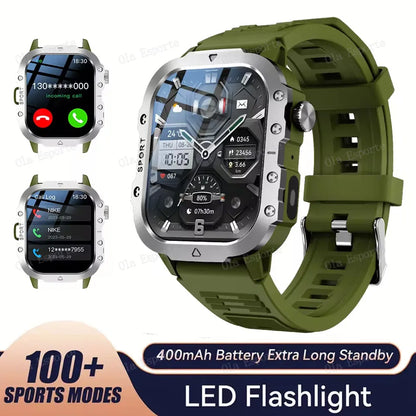 Outdoor Sports Smart Watch 2.01 inch HD Screen LED Flashlight Bluetooth Talking Smart Watch for Men Women Holiday Gifts 2025 New